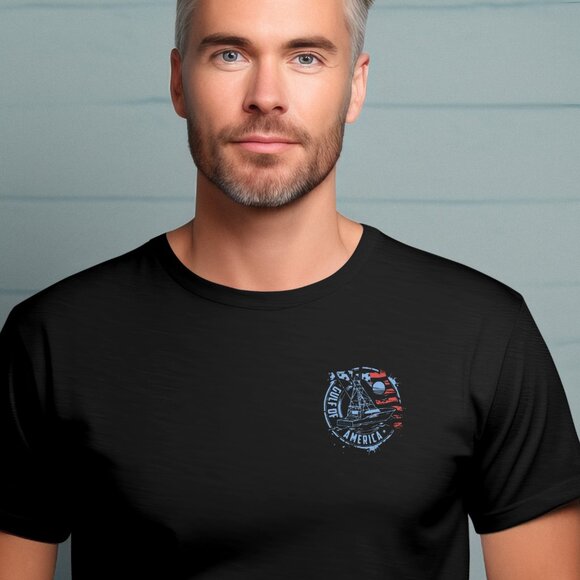 Gulf Of America Offshore Fishing Boat T-shirt Black - Picture 2 of 2